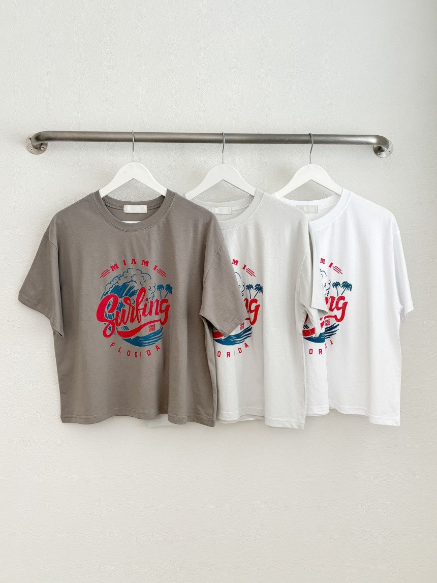 Surfing Semi Crop Cotton T-shirt