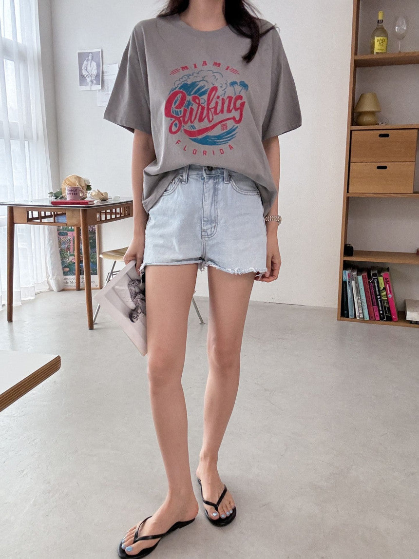 Surfing Semi Crop Cotton T-shirt