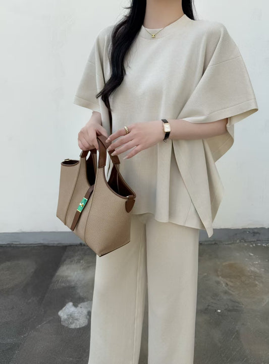 SET- Knit Cape Top and Pants